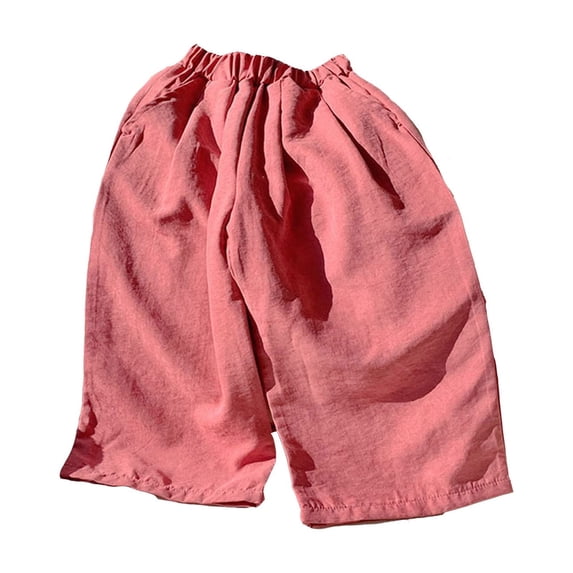 Luogg Girls' Pants Summer Children's Solid Color Loose Casual Pants Wide Leg Pants Sportswear Long Pants Girls Pants 12-18 Months