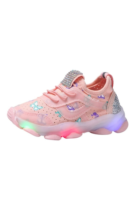 Girls Shoes Run Led Children Kid Sport Baby Sneakers Crystal Luminous Baby Shoes Size 8 M Pink