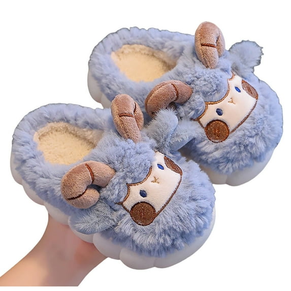 Luogg Girls Slippers Winter Warm Shoes For Kids Cozy Indoor Outdoor Soft Lined Children's Booties With Heel Cover breathable girls slippers Size 23