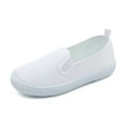 thumbnail image 1 of Luogg Kids' Breathable Canvas Shoes – Lightweight Prewalker & Kindergarten Sneakers For Boys/Girls | Hook & Loop Closure (Sizes 22 41) White Indoor Dance Shoes Size 20-21 Years White1, 1 of 2