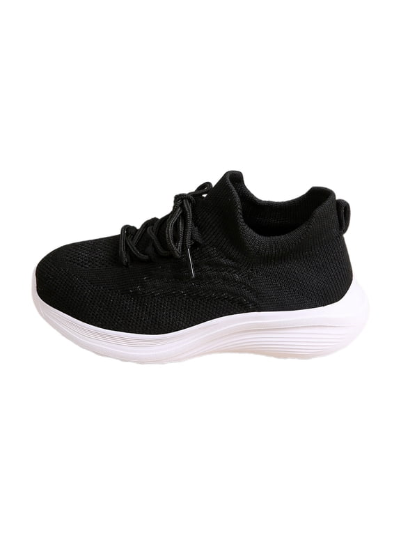 Kids' High Top Stretch Socks Shoes For Boys And Girls Breathable Knit Casual Sports Sneakers Soft Sole Outdoor Footwear Size 10.5-11 Years Black