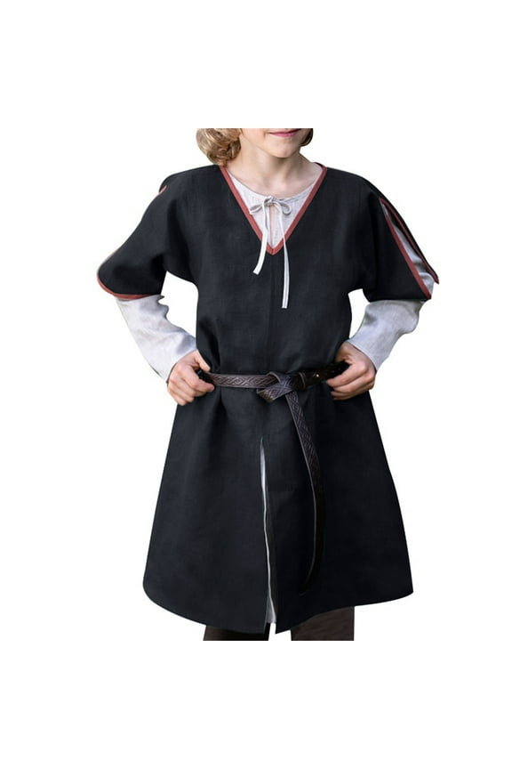 Medieval Boys Shirt Long Sleeve Tunic Top Jacket For Kids Nobleman Outerwear Boys Hooded Jacket Size 3-4 Years