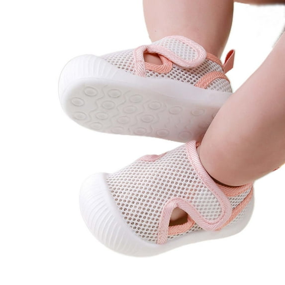 Luogg Summer Boys And Girls' Baby Boys' Girls' Mesh Breathable Soft Soled Shoes For Learning To Walk Size 21-25 Months Pink