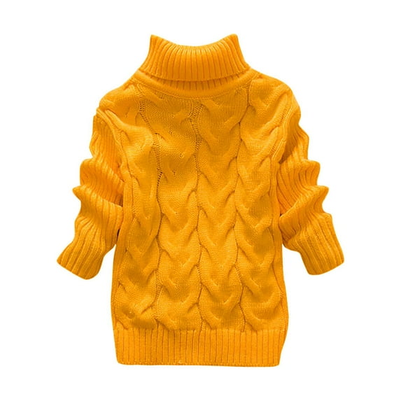 Luogg Toddler Boys Girls Children's Winter Sweater Solid Color Turtleneck Knitted Top Stretch Shirt For Babys Clothes Girls Sweater Vest Size 2-3 Years