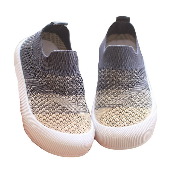 Luogg Toddler Boys Girls Sneaker Slip On Shoes Kids Lightweight Breathable Walking Shoes Size 12-15 Months Grey