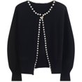 thumbnail image 1 of Luogg Women Fashion Vintage Pearl Knit Cardigan Loose Short Sweater Jacket Coat Lightweight Cardigan Women, 1 of 2