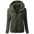 thumbnail image 1 of Luogg Women Hooded Sweater Coat Winter Warm Wool Zipper Coat Coat Outwear Lightweight Open Front Cardigan Women, 1 of 2