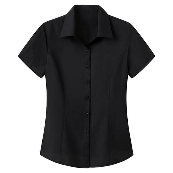 Luogg Women'S Shirt Short Sleeve Elastic Slim Breathable Comfortable Shirt Womens Button Down Shirts