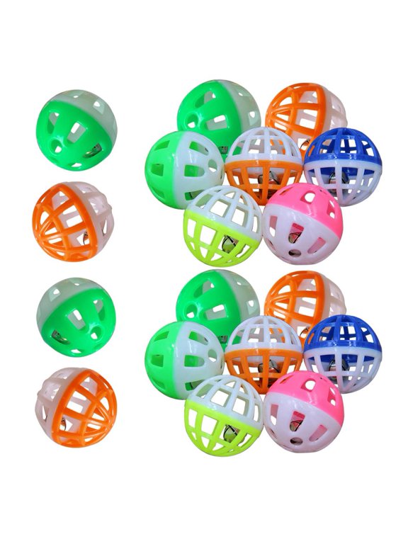 18PCS Pet Cat Kitten Play Balls With Jingle Bell Pounce Chase Rattle Toy
