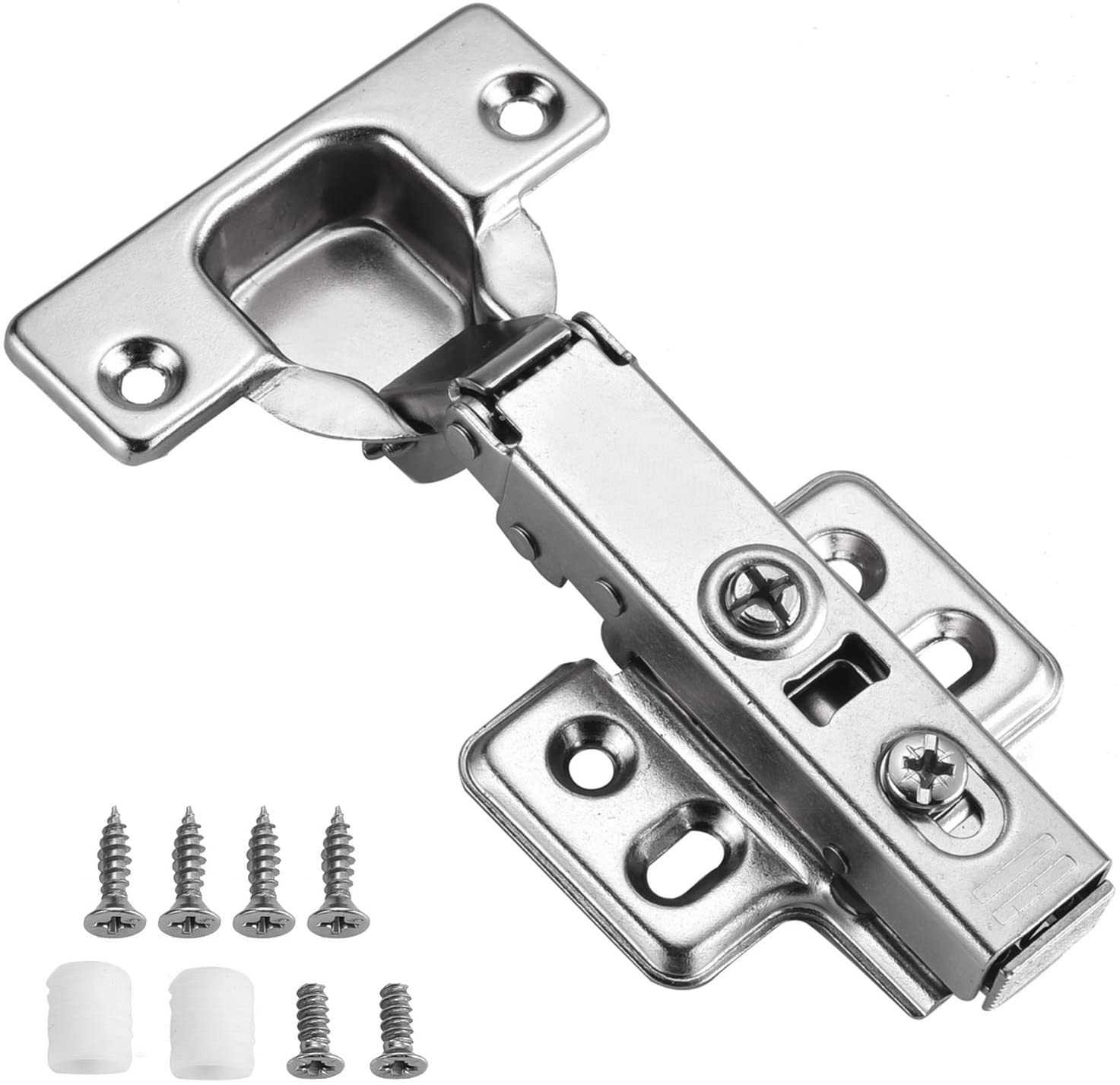 Luokim 10pcs Standard Cabinet Hinge,Fit for Frameless Cabinet,European Full Overlay,Soft Closing,Four-Hole mounting Plate Hinges,Nickel Plated Finish - image 1 of 7