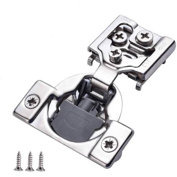 Luokim 20 Pack Soft Closing Cabinet Hinges 1/2 inch Overlay Self Closing Cabinet Hinge Kitchen Hardware 105 Degree Nickel Plated