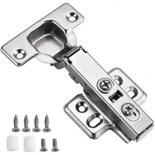 Luokim 40pcs Standard Cabinet Hinge,Fit for Frameless Cabinet,European Full Overlay,Soft Closing,Four-Hole mounting Plate Hinges,Nickel Plated Finish