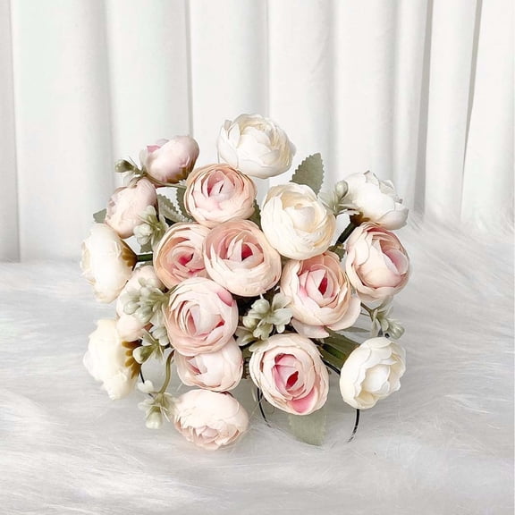 Luolandi 1 Bouquet 16 Heads Artificial Bud Peony Berry Silk Rose Flowers Bride Flower Bud Bride Wedding Home Decoration Artificial Flower #1