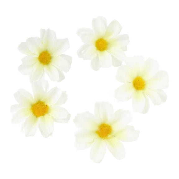 Luolandi 100 Faux Daisy Flower Heads for DIY Hair Accessories & Floral Crafts - 5cm White milk