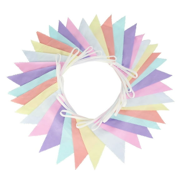 Luolandi 10M/33Ft Multicolor Bunting Banner Wedding Triangle Flag Pennant Garland Wedding Birthday Carnival Picnic Outdoor Party Bunting Macaron Color