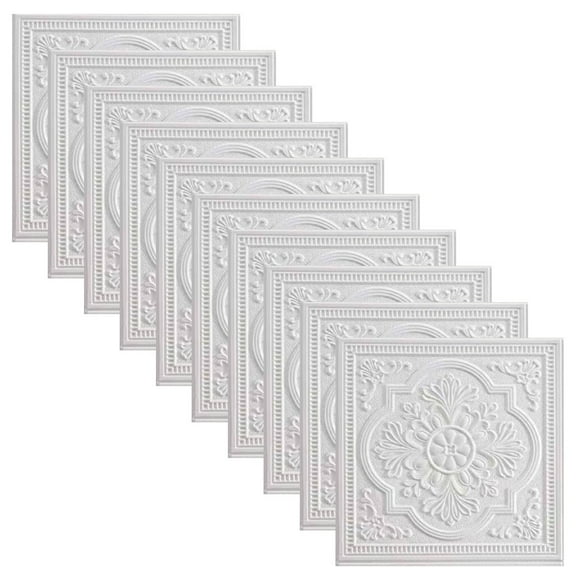 Luolandi 10pc 3D Tile Brick Wall Sticker Self-adhesive Foam Panel Waterproof Stickers Bedroom Ceiling Wall Stickers Home Decoration