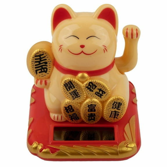Luolandi 2.5 Inch Japanese Solar Lucky Cat Electric Waving Arms Lucky Cat Cashier New Store Opening Gift For Good Luck Car Ornaments Champagne