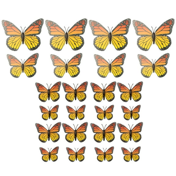Luolandi 24 Pieces Monarch Butterfly Decorations For Home, Craft, Party And Room, Orange Festival Wedding Party DIY Supplies Home Decor