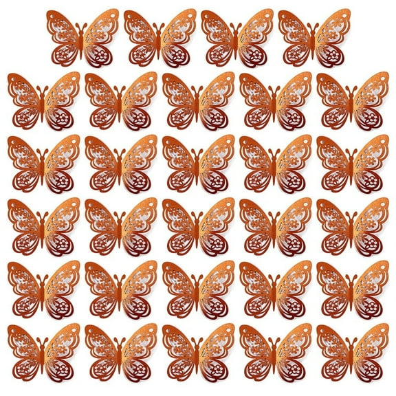 Luolandi 24PCS 3D Frosted Glitter Butterfly Wall Stickers Party Background Decorations