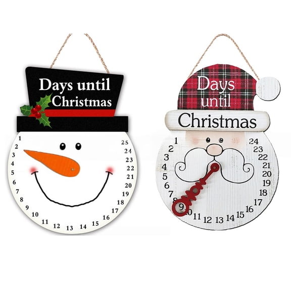 Luolandi 2pcs Wooden Christmas Countdown Calendar: Festive Santa Advent Sign for Holiday 2