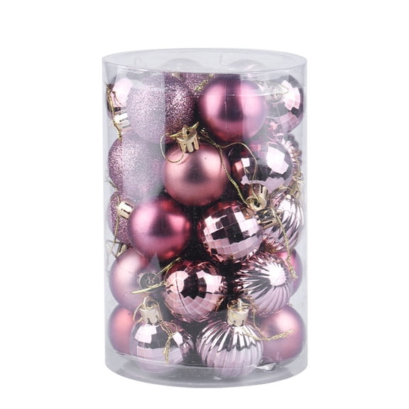 Luolandi 34PCS 40mm Christmas Ball Ornaments Set with Glitter Textured Design for Tree Rose gold