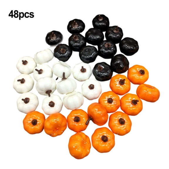 Luolandi 48PCS Mini Artificial Pumpkins for Fall Decor - Perfect for Halloween &
