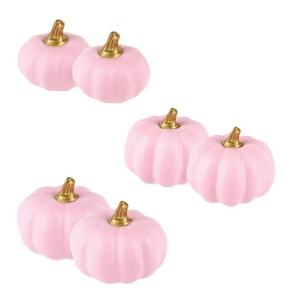 Luolandi 6/12pcs Pink Pumpkins Autumn Mini Small Fake Pumpkin For Harvest Halloween Thanksgiving Foam Halloween Simulated Pumpkin 6PCS