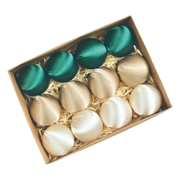 Luolandi 6CM 12 Pcs Satin Christmas Ball Xmas Ornament Christmas Tree Decorations 3 Color A