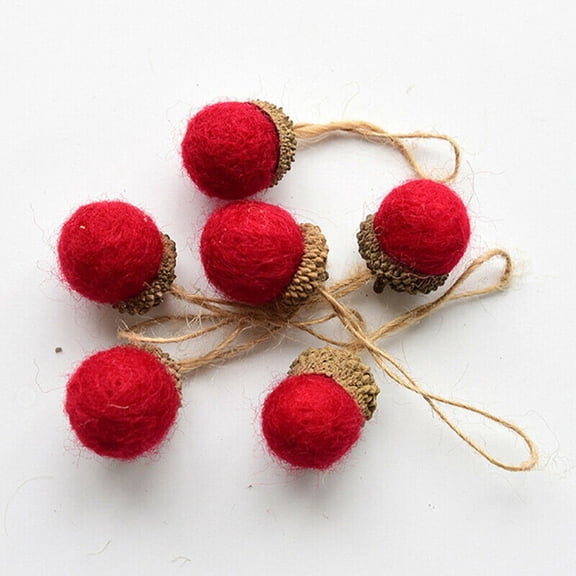 Luolandi 6Pcs Christmas Felt Acorn Xmas Tree Hanging Pendant Ornament DIY Crafts Supplies Household Wedding Party Decoration Supplies Red