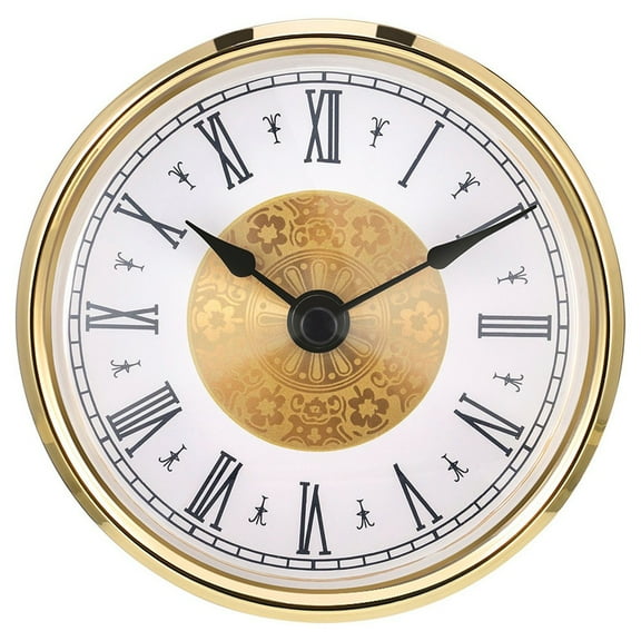 Luolandi 80MM Quartz Clock Inserts Classic Clock Craft Quartz Movement Round Clocks Head Insert Roman Arabic Numerals Home Decoration Gold A
