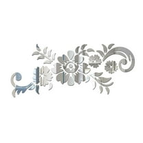 Luolandi Acrylic 3D Mirror Wall Decal Removable Mirror Decal DIY Art Wall Sticker Mural Vine Fashion Flowers Bathroom Bedroom Decoration Silver