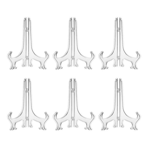Luolandi Adjustable Plastic Plate Holder Stand for Artwork Display Easel (Pack of 6) 4 inch