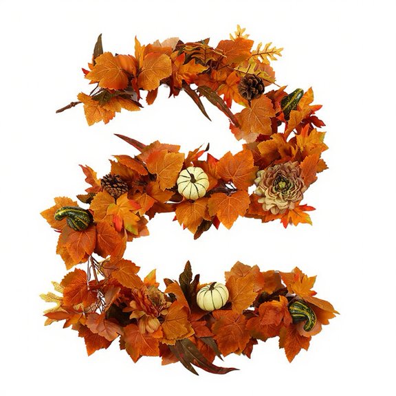 Luolandi Artificial Fall Maple Leaf Pumpkin Vine Garland 18m Thanksgiving Decor 1.8m