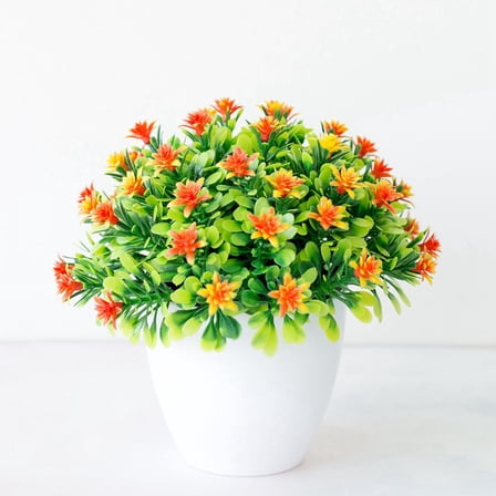 Luolandi Artificial Potted Flowers Fake False Plants In/Outdoor Garden Home In Pot Decor Orange
