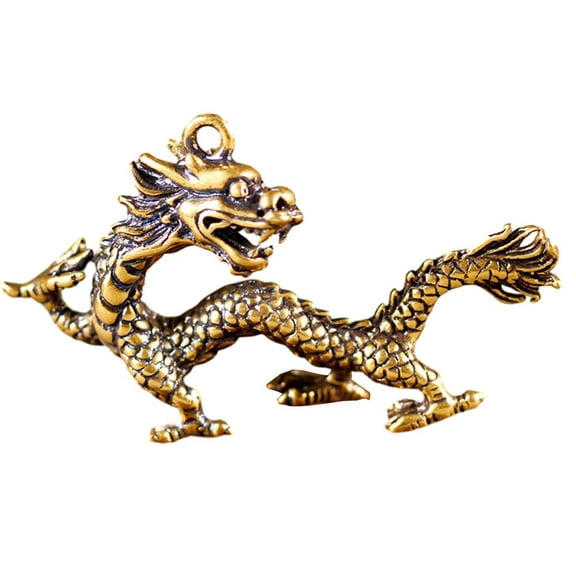 Luolandi Chinese Dragon Statue Mythical Beast Ornament Decor Bronze 30mm