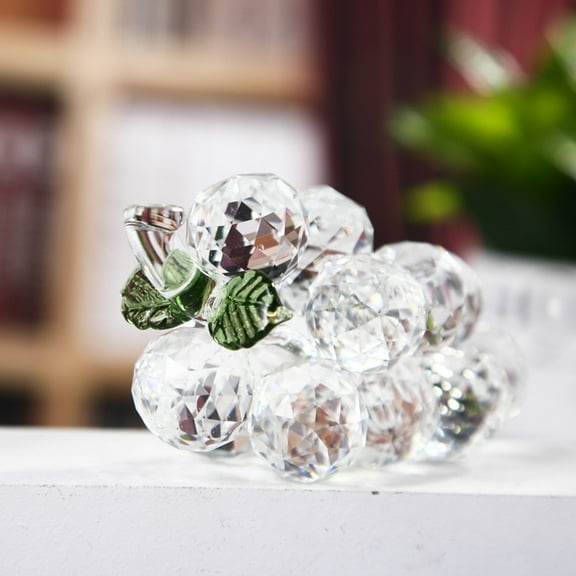 Luolandi Crystal Grape Ornament High-end Luxury Crystal Clear Grape Handicrafts Purple Grapes Figurine Home Decoration Creative Xmas Gift white