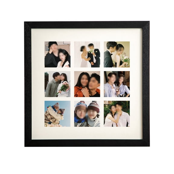Luolandi DIY Wooden Nine Grid Photo Frame 30 by 30cm for Display and Home Decoration Black