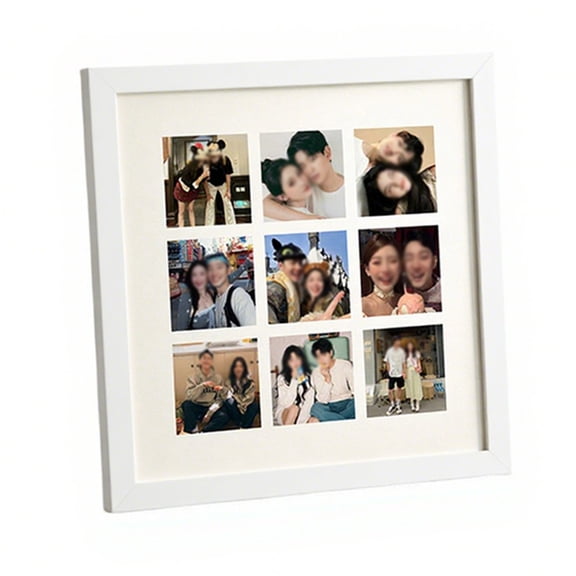 Luolandi DIY Wooden Nine Grid Photo Frame 30 by 30cm for Display and Home Decoration white