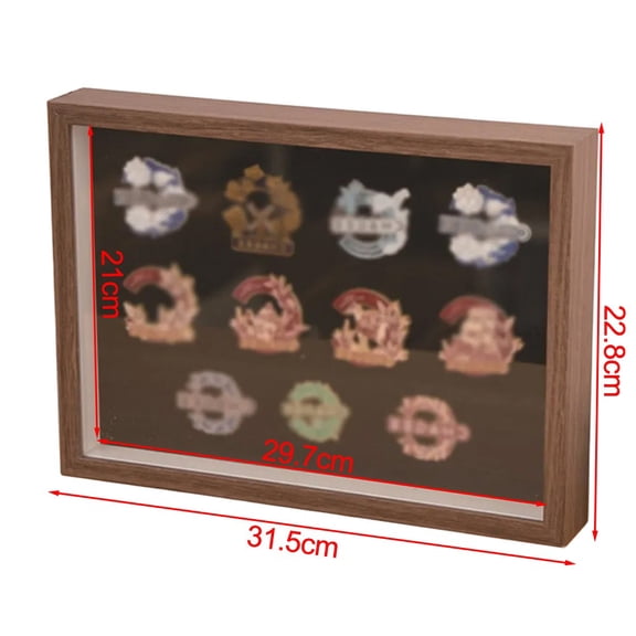 Luolandi For A4 Medal Badge Display Frame with 3cm Hollow Opening Wooden Design coffee