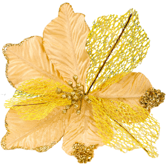Luolandi Glitter Hollow Christmas Flower Maple Leaf Shape Charm Christmas decorations yellow