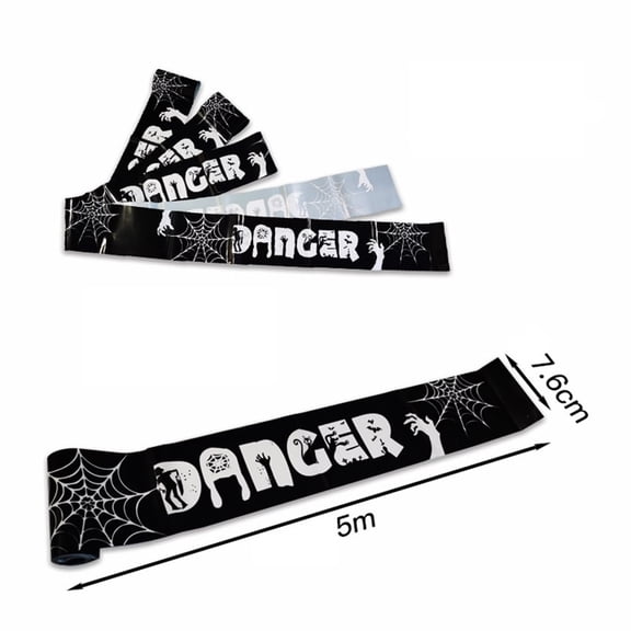 Luolandi Halloween Green Caution ZOMBIE DANGER Warnings Tape Halloween Fright Tape 10M For Home Decoration Ornaments Halloween Party 2