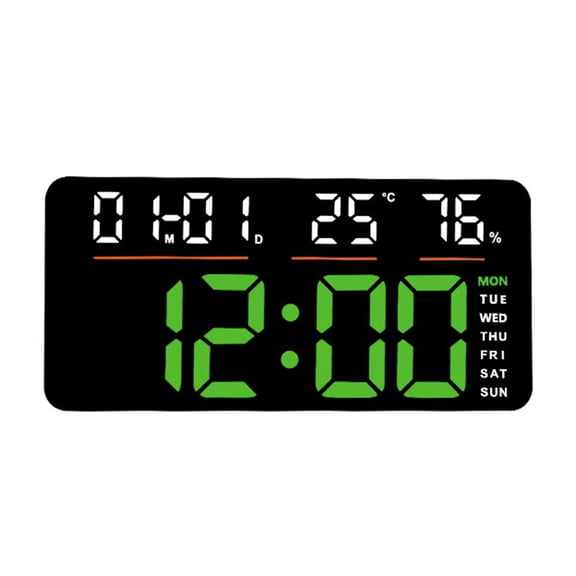 Luolandi LED Digital Wall Clock Decorative,Digital Alarm Clock for Bedrooms,Digital Clock green