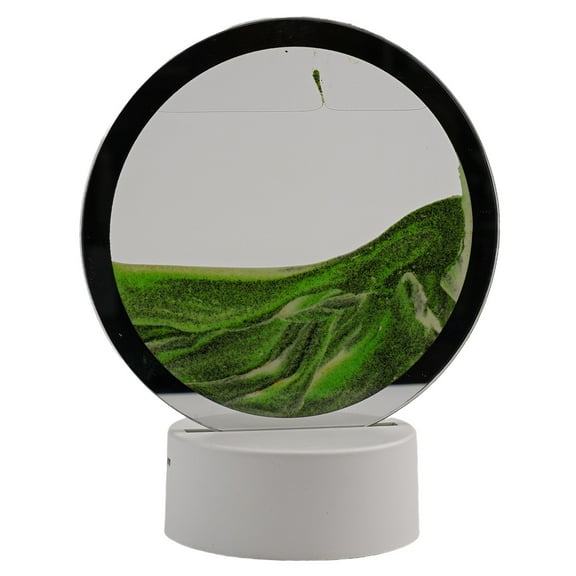Luolandi LED Moving Sand Art Table Lamp With 6Color Quicksand Night Light 3D Sandscape Hourglass Bedside Lamps Home Decor Gif-t Green