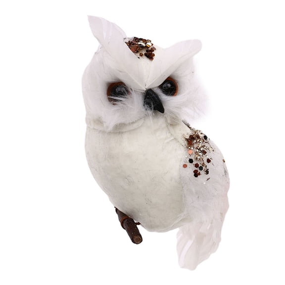 Luolandi Owl Ornament Artificial Cute Birds Ornaments for Winter Home Decor Party Decor White