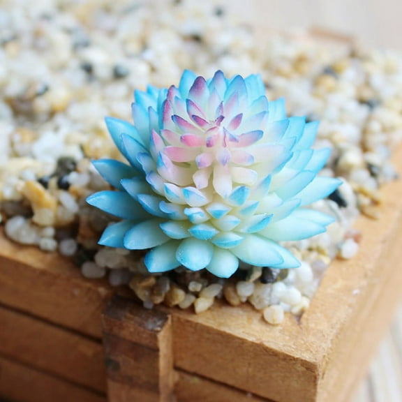 Luolandi PVC 12g Artificial Plant Landscape Lotus Mini Ornaments Artifical Plant Cactus Plastic Decor Succulent Decorative Light Blue