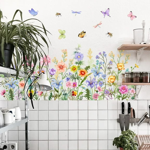 Luolandi Plant butterfly wall sticker background wall home decoration wall sticker