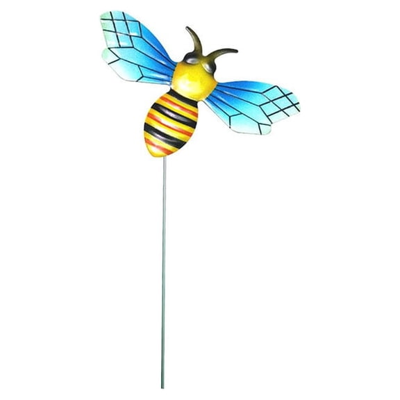 Luolandi Practical Useful Garden Outdoor Flower Bed Metal Bee Stakes Decorative yellow