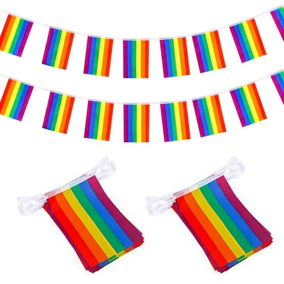 Luolandi Rainbow Flag Banners 2pcs Decoration Festival Party Celebration For LGBT Indoor/Outdoor Pride Banner String Flag
