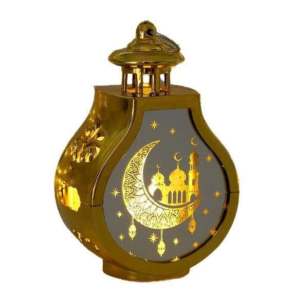 Luolandi Ramadan Kareem Decoration 2024 Led Lantern Light Eid Mubarak Ornaments Creative Atmosphere Light Party Holiday DIY Decorations gold