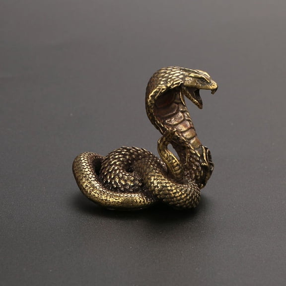 Luolandi Retro Brass Snake Figurine Mini Animal Statue Home Office Desk Decor Vivid Gift